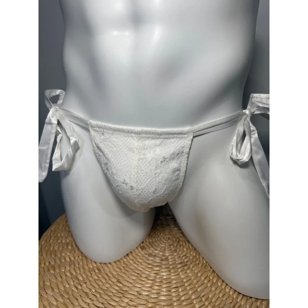 Cosabella Men's Italian Tie Thong Moon Ivory Never Say Never Lace Underwear M